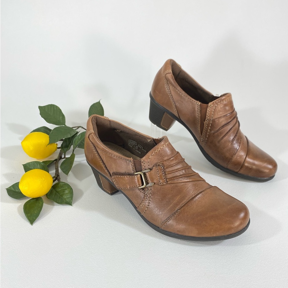 Earth Origins Shoe Bootie 7 Cognac Brown Block Heel Ankle Boot Shootie Comfort - Picture 2 of 12